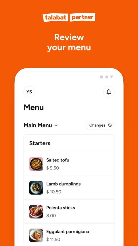 Talabat Partner app screen
